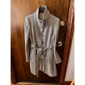 Urban Behavior Wool Tweed Knee Length Coat w/ High Neck Women's Size L